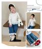 2025 Fashionable Long Sleeve Lace T-shirt for Girls' Spring & Autumn