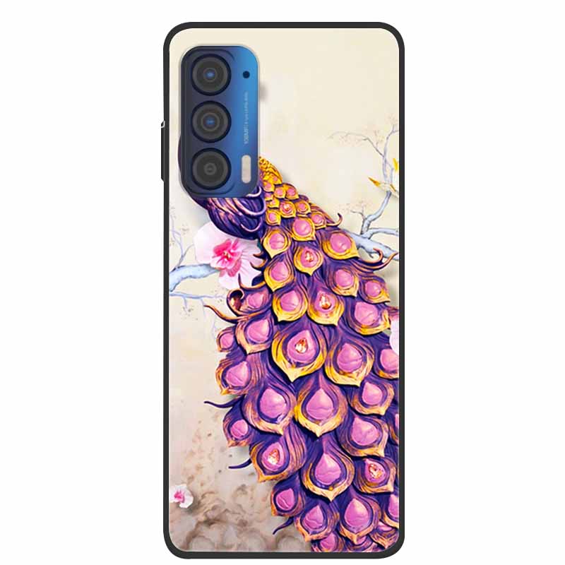 For Moto Edge 2021 2022 2023 Case Silicone Soft Flower Marble TPU Black Phone Covers for Motorola Moto Edge 2021 Protective Bag Moto Edge 2021