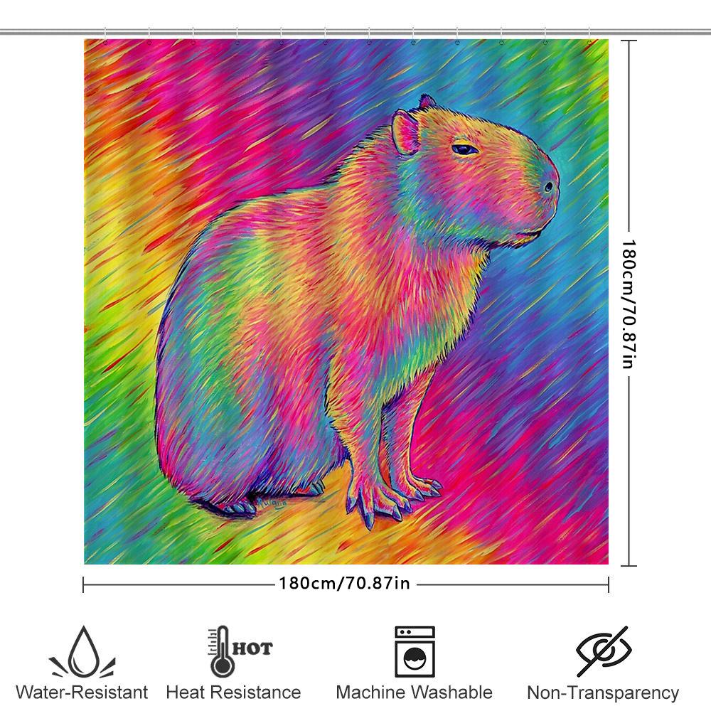 Colorful Capybara Shower Curtain Tropical Animal Pattern Bathroom Decor Waterproof Nature Wildlife Artistic Home Decor Gift