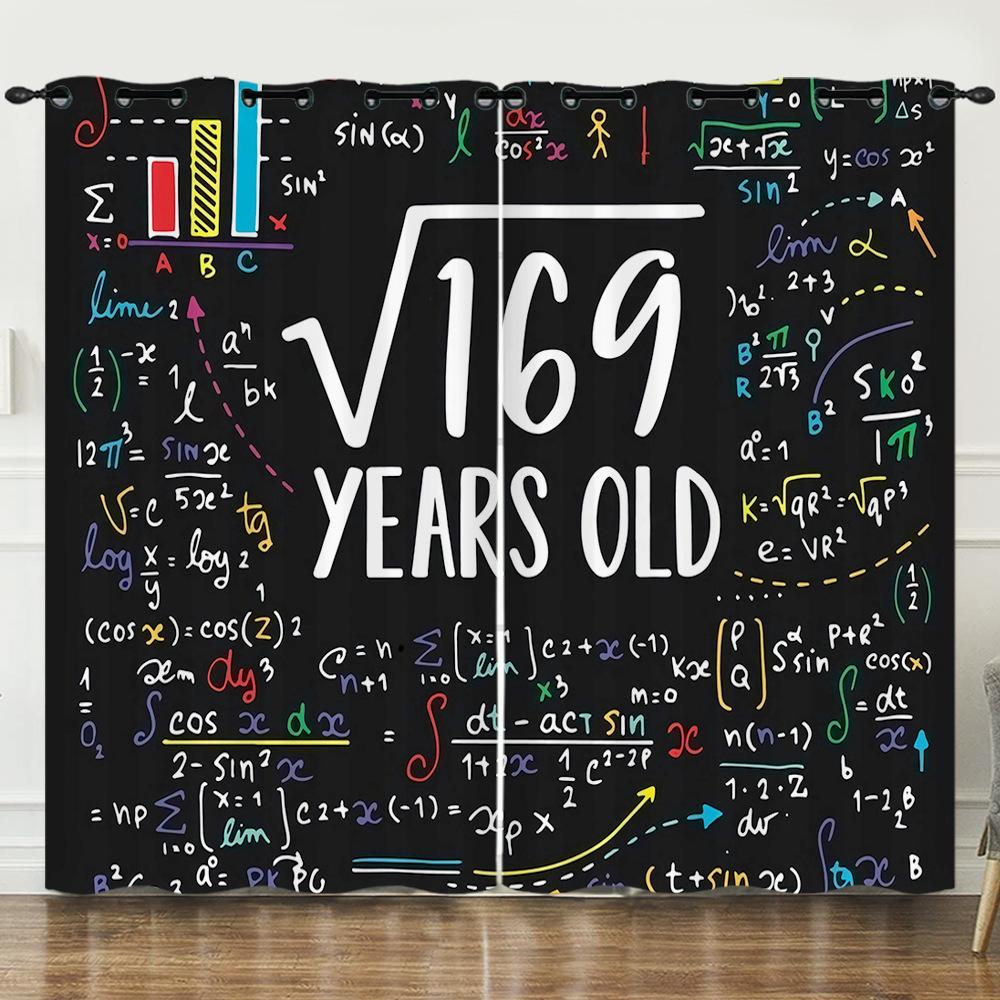 Zasłona Geometryczna Wzór Liczbowy Drukowanie Cyfrowe 3D Zasłona zaciemniająca Przelotki