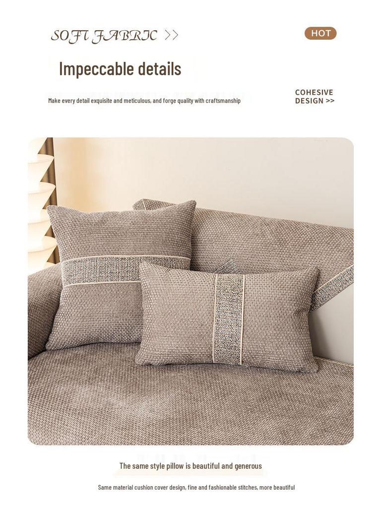 Luxury Modern Chenille Sofa Cushion - High-End, All-Season, Non-Slip, Fully Wrapped, Minimalist Design.