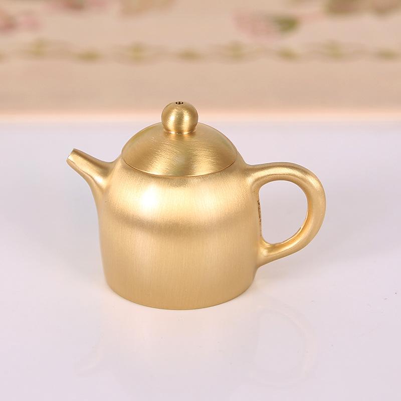 Bule pequeno de latão modelo criativo ornamento de mesa mini bule peça com alça de mão gadget retrô para estudo