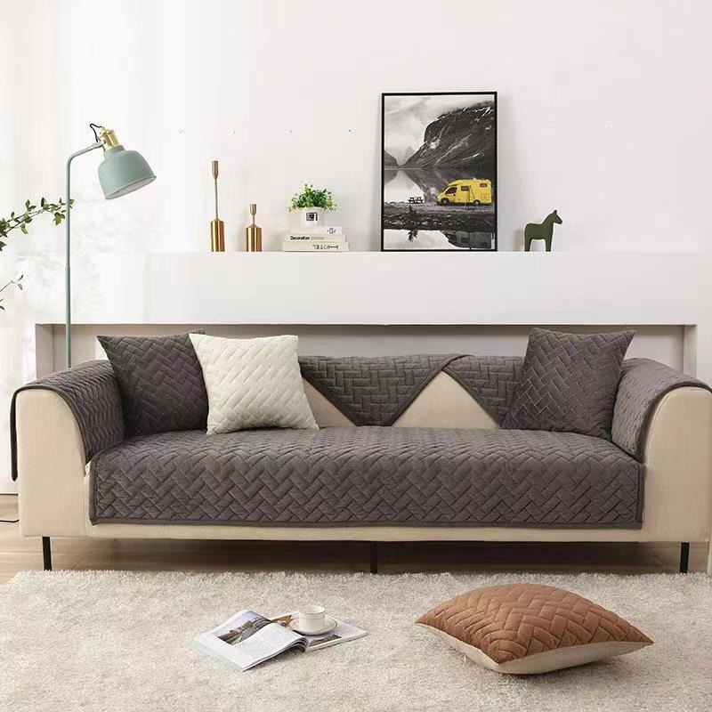 Winter Crystal Velvet Sofa Cushion Four Seasons Universal Modern Luxury Non-Slip Plush All-around Sofa Cover 70*70cm