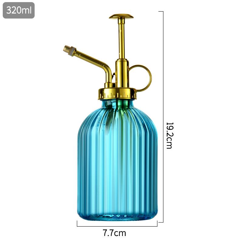 Creative Hand-Press Glass Watering Spray Bottle with Vertical Stripe Design