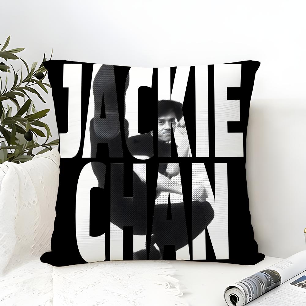 Cool kung fu Jackie Chan Pillow Case Cotton Linen Fabric Square Zipper Pillowcase Home Decorative Living Room