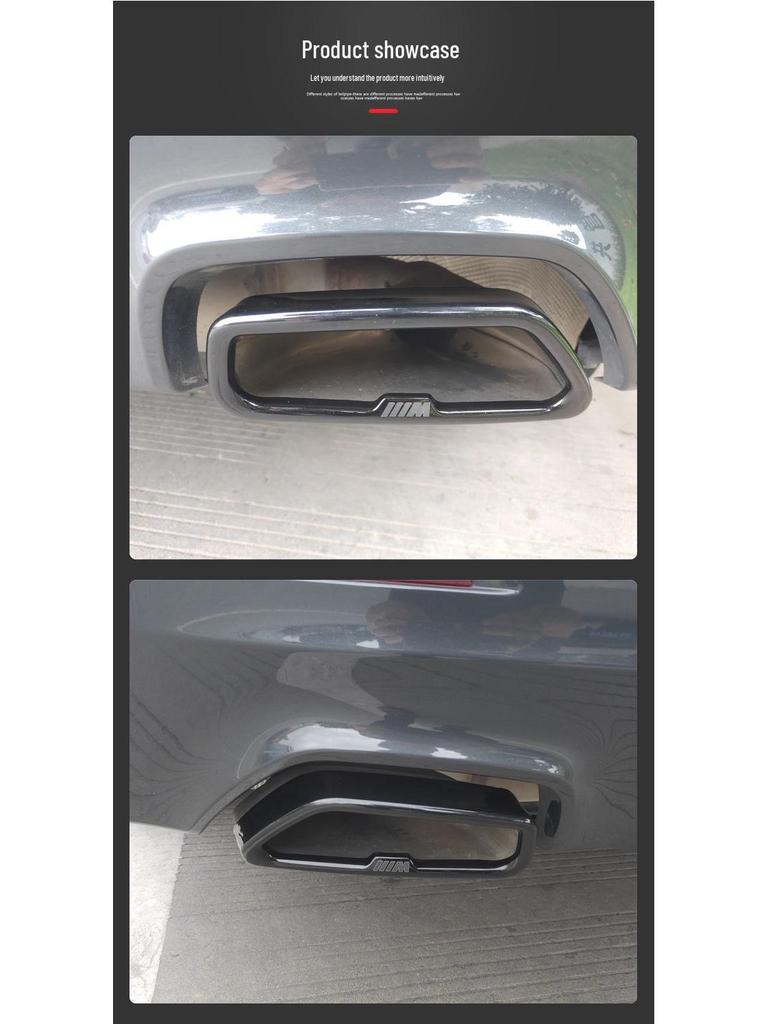BMW 5 Series (2018-2021) Black Stainless Steel Exhaust Cover with Logo