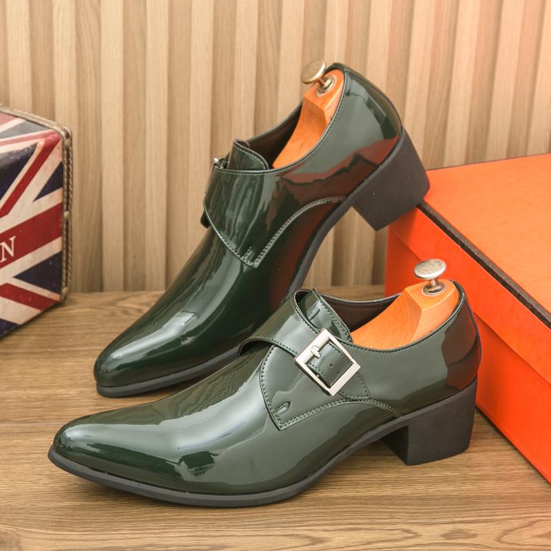 Fashion Men Fashion Formal Shoes Luxurious Fashion Pointed High-heeled Leather Shoes Men Wedding Banquet Derby Shoes Sizes 39-46