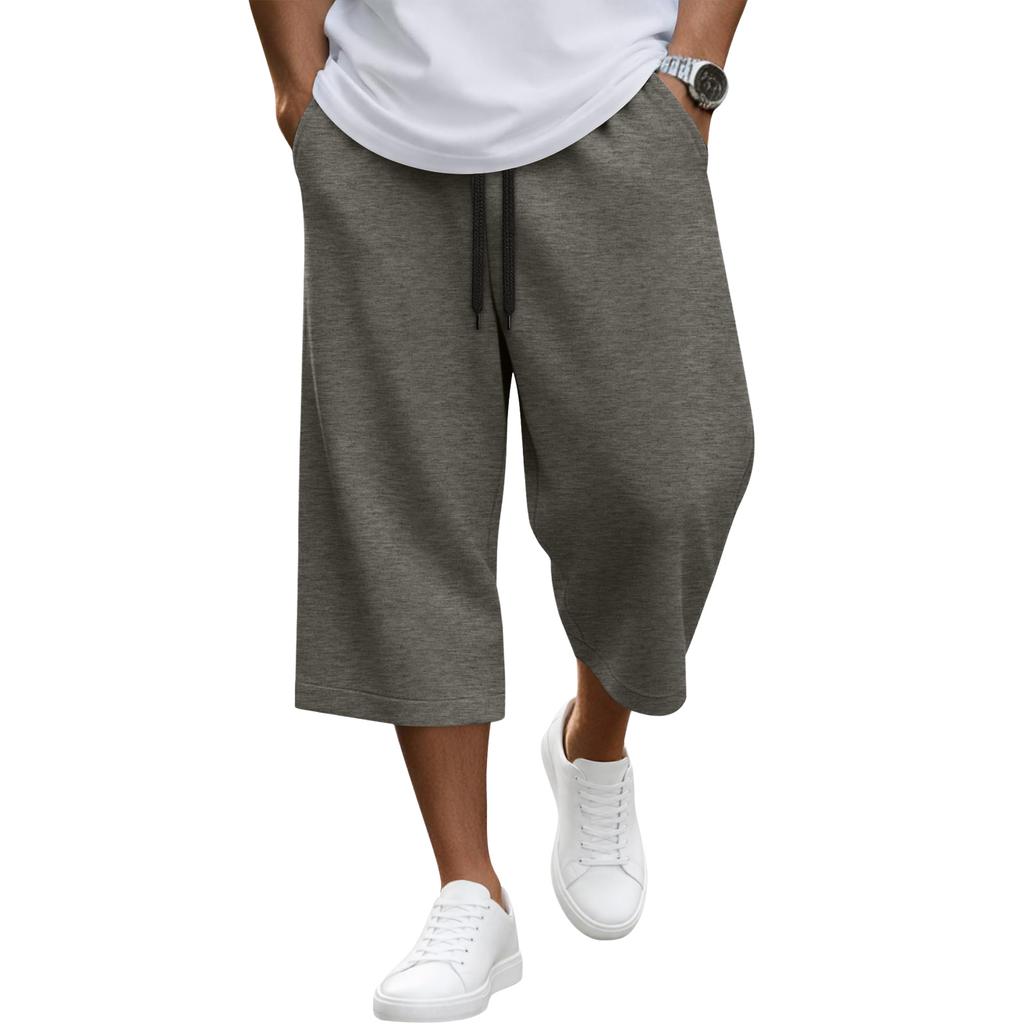 Men Drawstring Waist Casual Loose Fit Knee Length Shorts Lightweight Breathable Fabric Relaxed Style for Everyday Wear