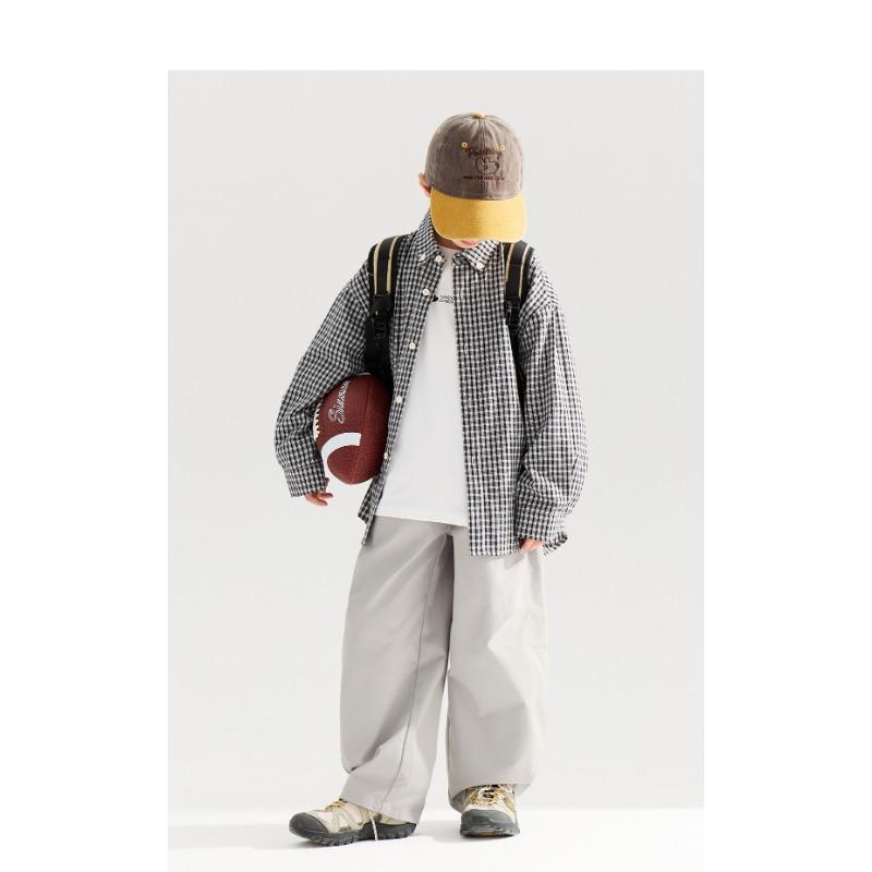Boy S Long Sleeve Collared Plaid Shirt For Kids