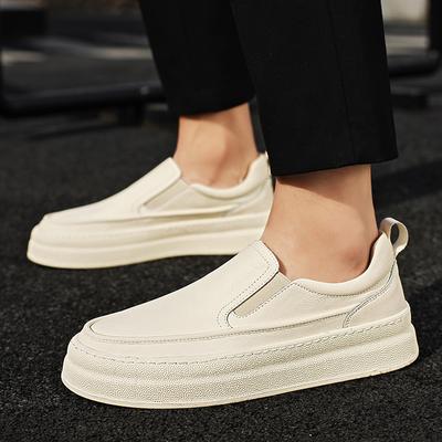 Men Shoes Black White Casual Men's Loafers Man Moccasins Shoes Genuine Leather Male Flats Fashion Luxury Business Shoes