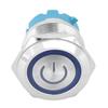 2 Pcs Button Switch Flat Head Self Reset IP65 220VAC 22mm 4 Pin Switch with Light(Blue )
