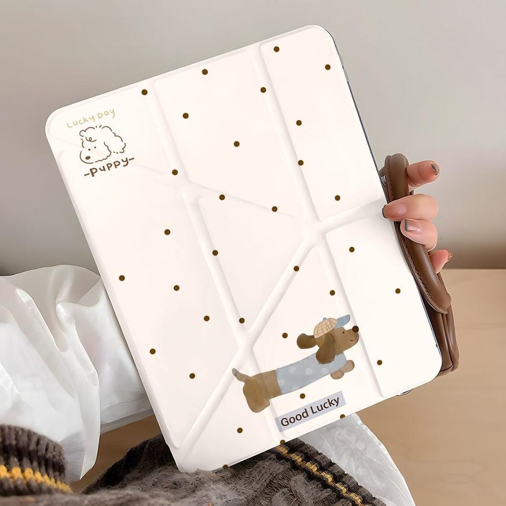 Polka Dot Lucky Dog Y-fold iPad MINI7 Tablet 10/9/8 Generation A16 Protective Case pro 11inch air6 Protective Cover