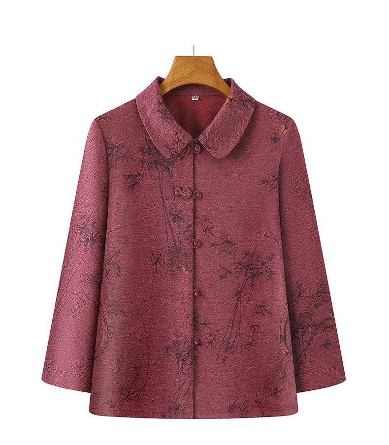 Babiččin módní top s dlouhým rukávem: Jaro & Podzim Límec s klopami pro ženy středního věku a starší