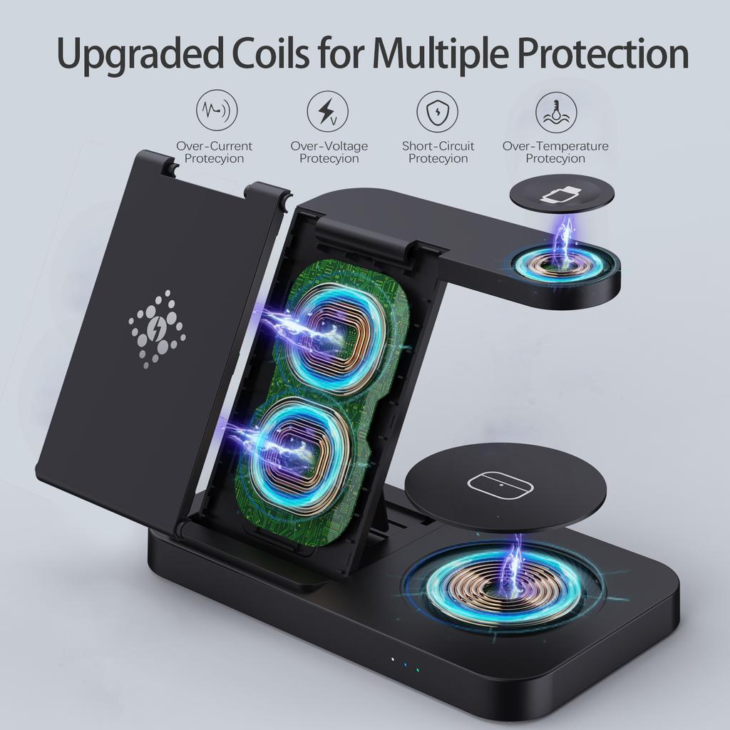 4 In 1 30W Foldable Wireless Charger For iPhone 15 14 13 8 Samsung S20 S21 Samsung Galaxy 6/5/4 Active 3/4 Fast Charging Station