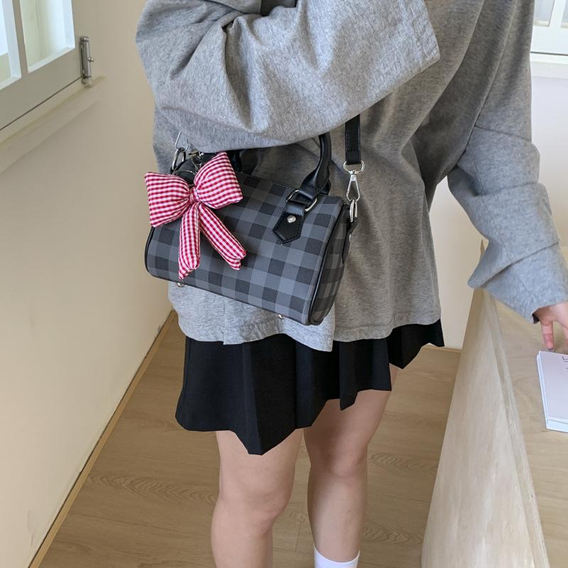 High-end niche bag women's new fashion plaid messenger bag portable pillow bag