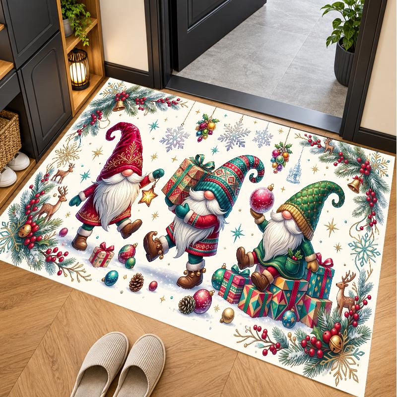 Tapis de sol thème Noël, Tapis doux, Décoration de fête intérieure pour la maison