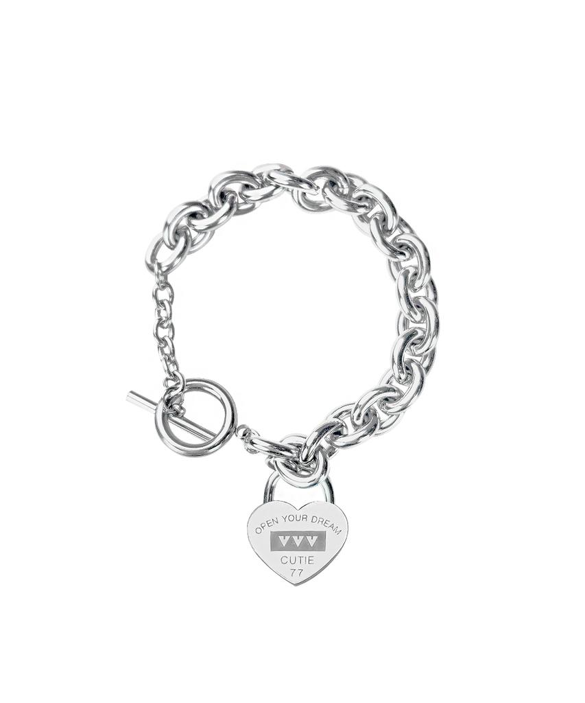 Bracelet Chirurgical à Fermoir Boucle Chaîne Cœur Logo Signature Vvv