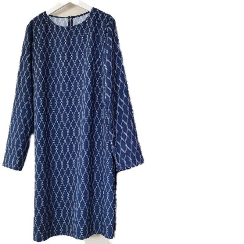 Original Order Leftover Stock round Neck Long Sleeves Pullover Dress Women's Mid Length Long Length Stylish Slim Looking Spring & Fall Mom Wear