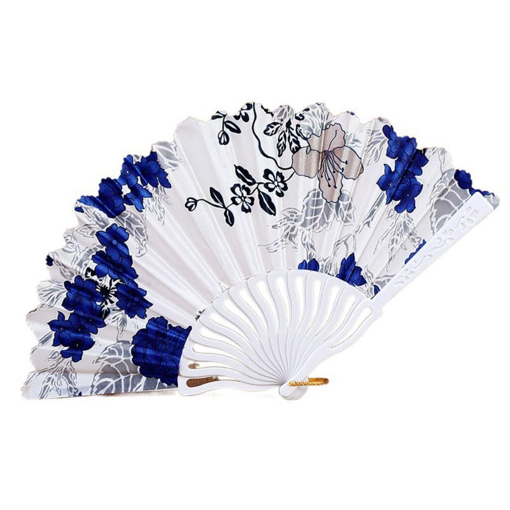 Chinese Style Hand Held Flower Fan Flower Pattern Chinese Dance Fan Bamboo Folding Fan  Party