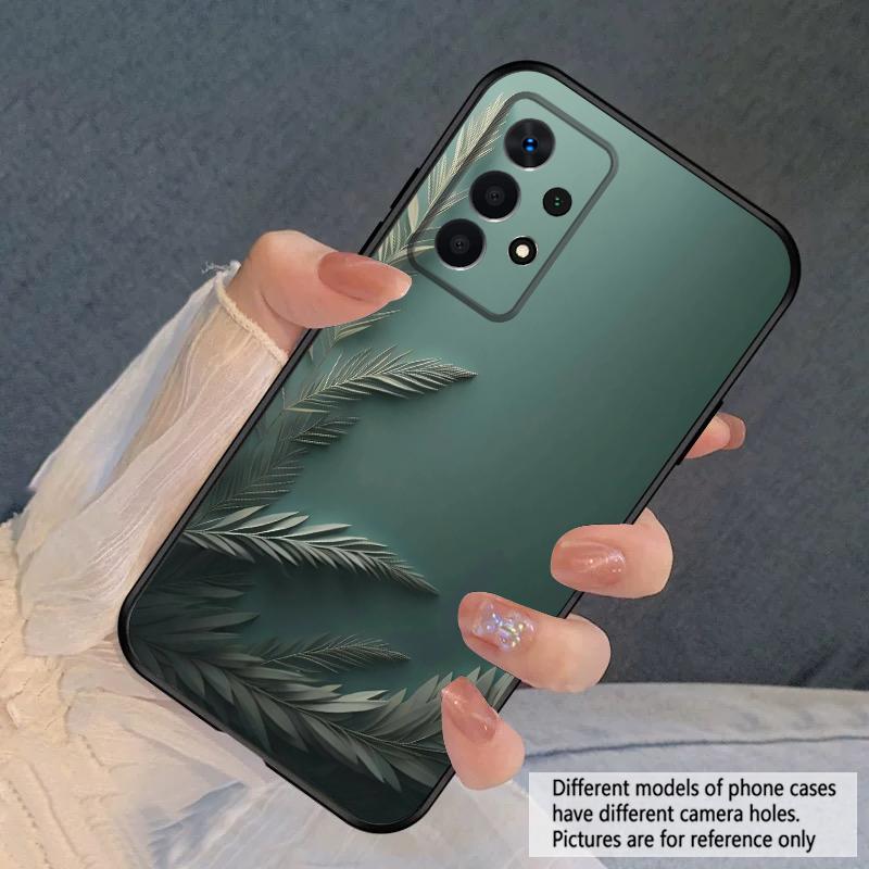 Black Leaf Image For Samsung A03 Core A 04 05 06 12 14 15 16 22 23 Galaxy A25 26 4G 34 35 52 53 56 71 73 90 5G Soft Phone Case