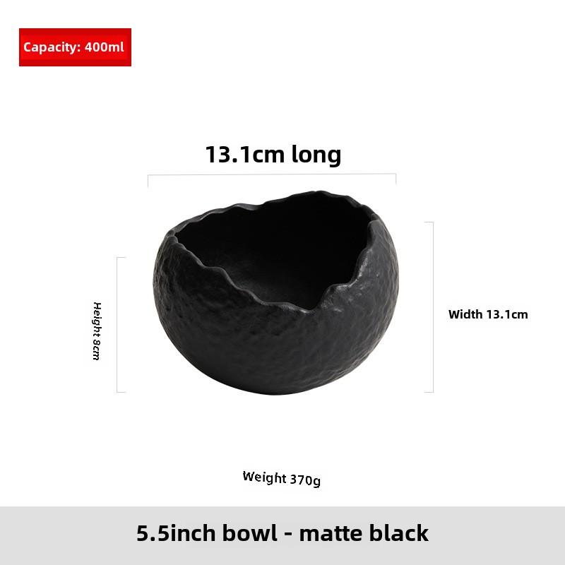 White ceramic soup bowl, household Japanese shaped dessert bowl, irregular creative fruit salad bowl