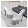 Women's 17CM Super High Heels - Thin Heels, Waterproof Platform, Transparent Crystal Design for Weddings and Special Occasions