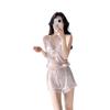 Summer Sweet Lace Three-piece Set Suspender Shorts Robe Ice Silk Pajamas Women's Loungewear Set Direct Supply