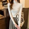 Nuevo invierno ajustado tejido de punto Color sólido cuello redondo señoras moda camisa por el trasero suéter mujer ropa