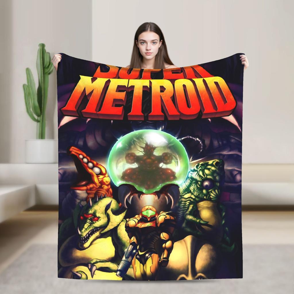 Soft Blankets Decorative Metroids Hero Game  Throw Blanket  Flannel Bedspread For Couch Chair Aesthetic Sofa Bed Cover