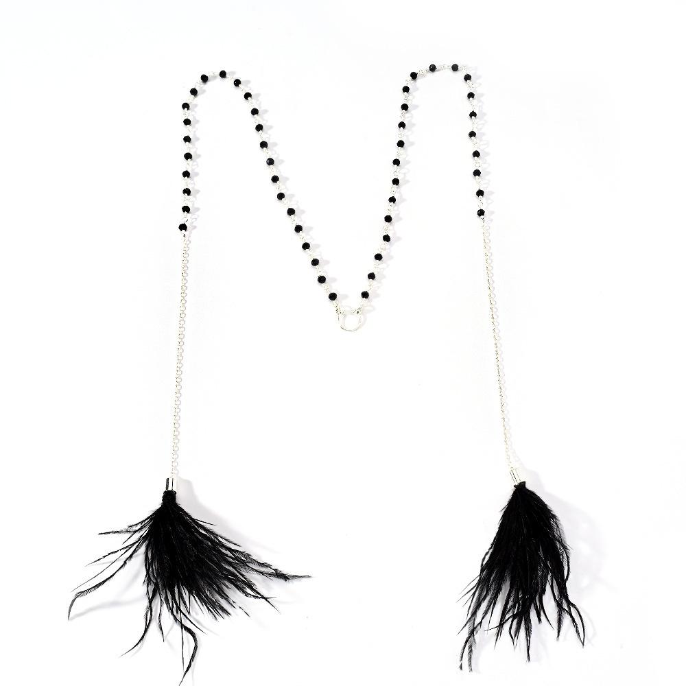 Boho Feather Tassel Face Chain, Sparkly Crystal Mask Vein Eyewear Chain, Festival Party Hair & Face Accessories for Women