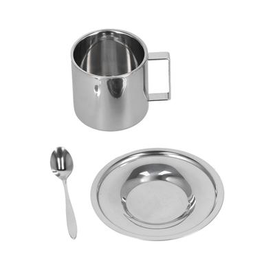 3PCS/Set Insulated Coffee Cup Set Stainless Steel Double Walled Mugs Milk Tea Cup with Saucer Spoon