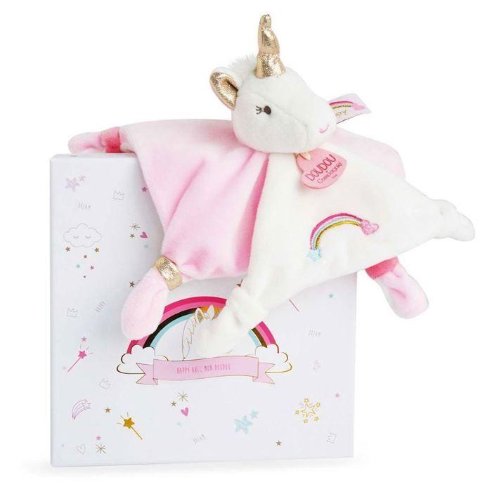 Doudou Licorne DOUDOU ET COMPAGNIE - Lucie La Licorne - Matières Douces Et Touches De Glitter or