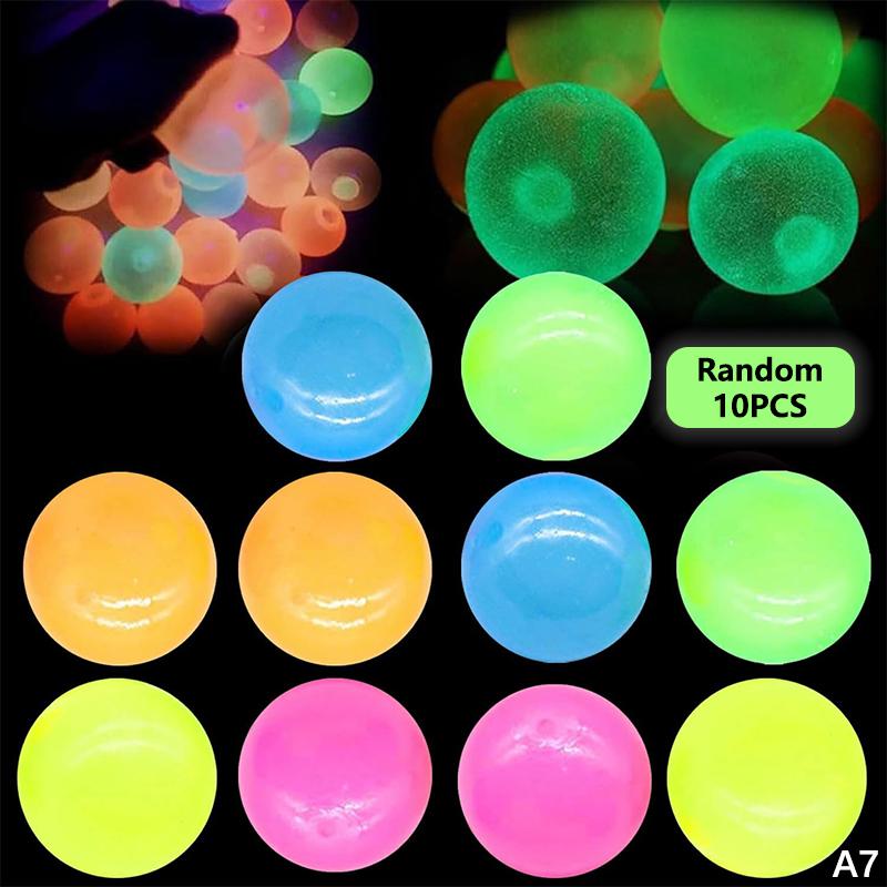 5/10Pcs Sticky Glows Balls Fidget Toys Stress Relief Sensory Toys Wall & Ceiling Decor Glow-in-the-Dark Sticky Ceiling Balls