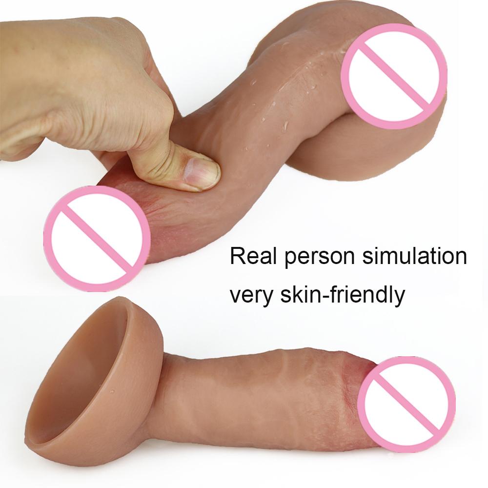 Super Skin Silicone Realistic Dildo Soft Suction Cup Big Huge Strapon Penis Dick Adults Sex Toys for Women Female Masturbator