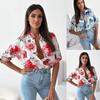Novedad de verano, camisa estampada de manga corta a la moda Ins para mujer de estilo sencillo, camisas de uso diario para mujer