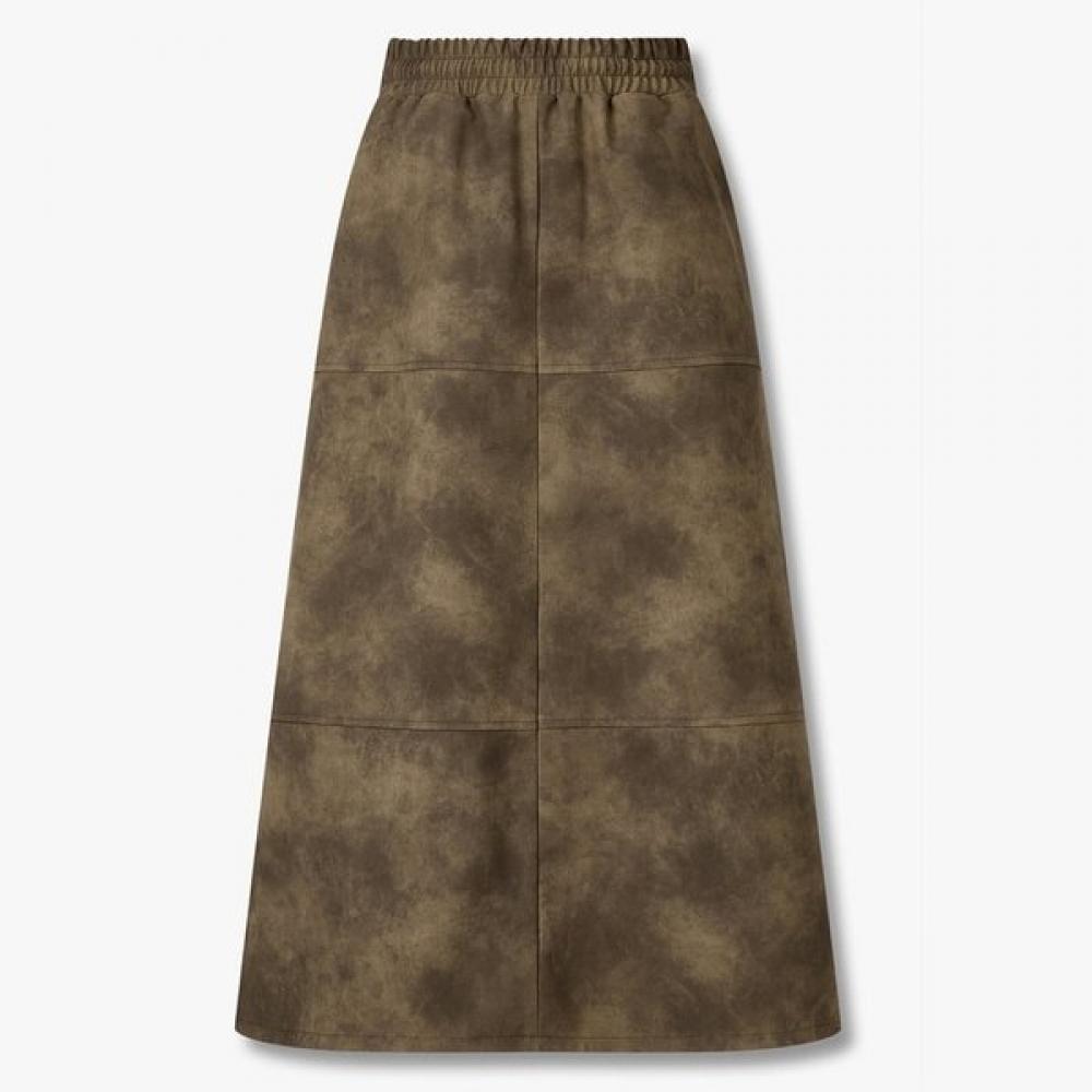 Studio Tomboy Synthetic Suede Long Skirt 9105432117ct Khaki/OS