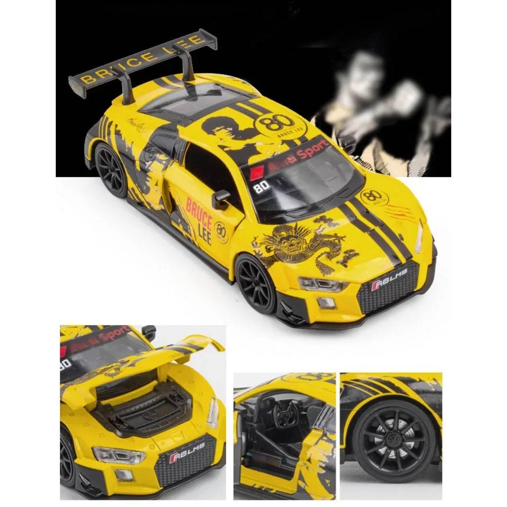 1/32 Scale Sport R8 LMS CUP Alloy Metal Vehicles Die Cast Toy Vehicles Sound and Light Collection Childrens Birthday Toy Gifts