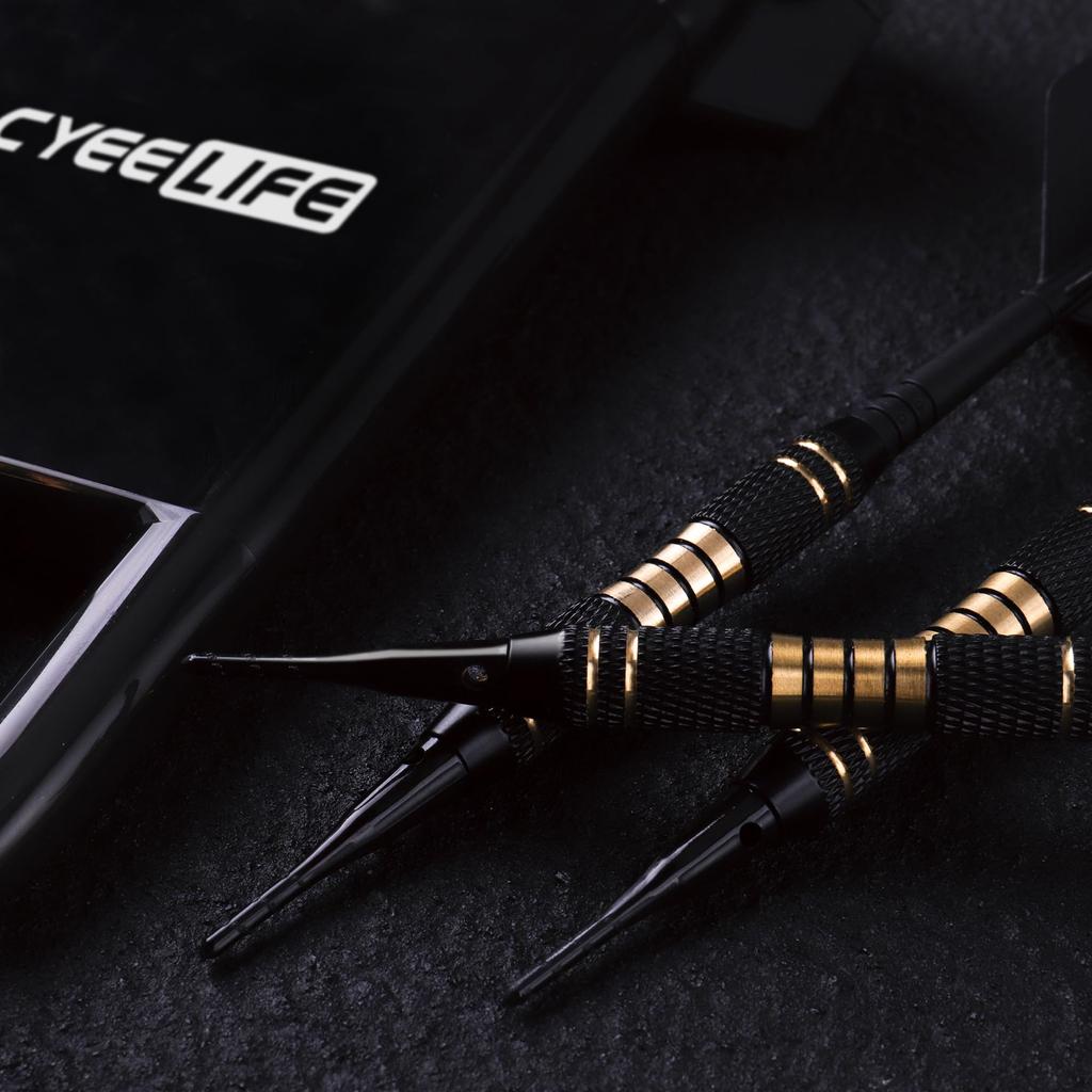 CyeeLife Darts Kunststoffspitzen Professionelles Soft Tip Darts Set 18g mit Koffer und 30 Extra Dartspitzen für Elektronisches Dartboard - (Schwarz) (Schwarz)