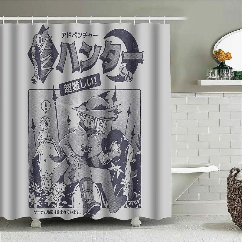 Anime Shower Curtain Japanese Otaku Decor Manga Bathroom Decor Washable Home Textile Tapestry Wall Hanging Gift Idea