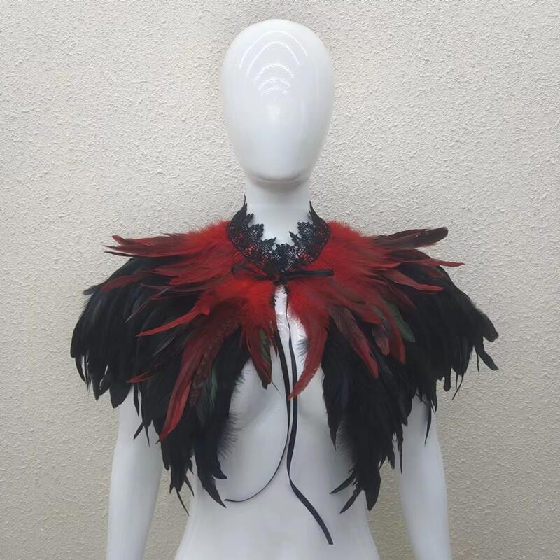

Halloween Masquerade Feather Cape Shawl Bolero with Optional Multi-Color Choices