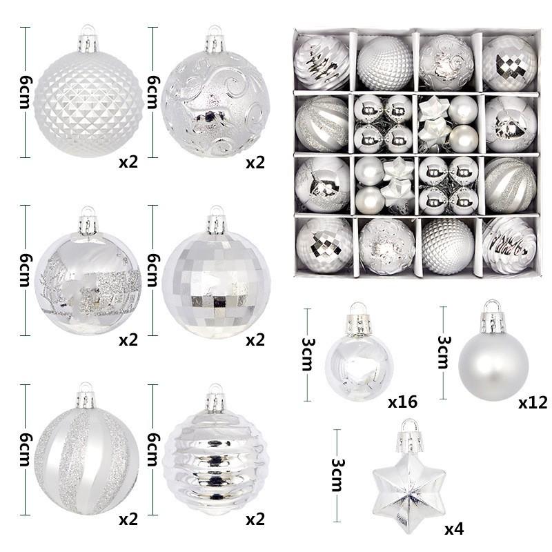 44-Piece Christmas Tree Decoration Set: 6cm Colorful PVC Hanging Balls