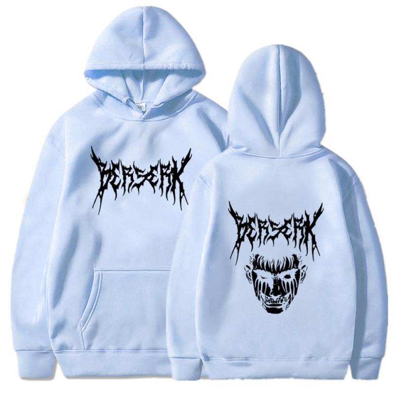 Japan Anime Berserk Guts Harajuku Mikina s kapucí Gotická podzimní/zimní pulovry Móda Muži s dlouhým rukávem Černé mikiny
