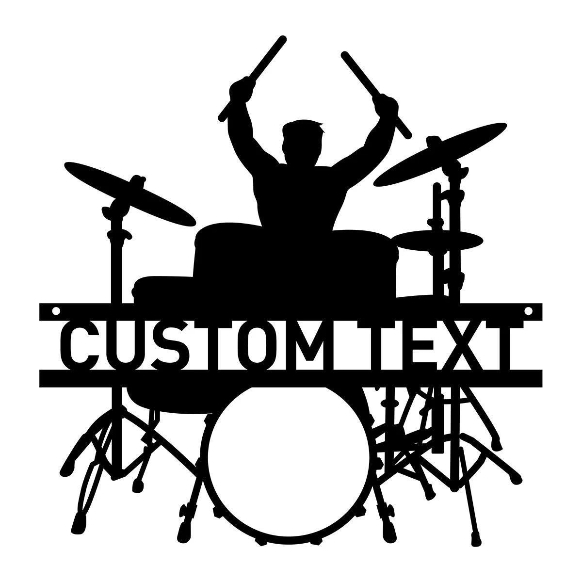 

Metal Drummer Name Sign, Personalized Music Studio Wall Art, Drum Kit Decor, Birthday Gift for Son чёрный