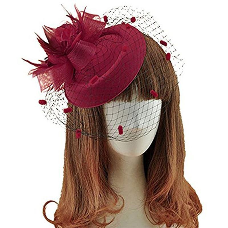 Feather Veil Headband With Lace Flower Women Elegant Hat Headwear Hairpinsfascinating Wedding Party Hair Clip