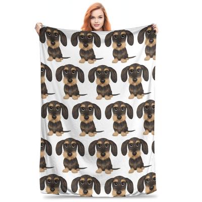 Wirehaired Dachshund Cute Wire Haired Wiener Dog Blanket Soft Plush Throw Blanket For Couch Chair Flannel Bedspread Bed Cover
