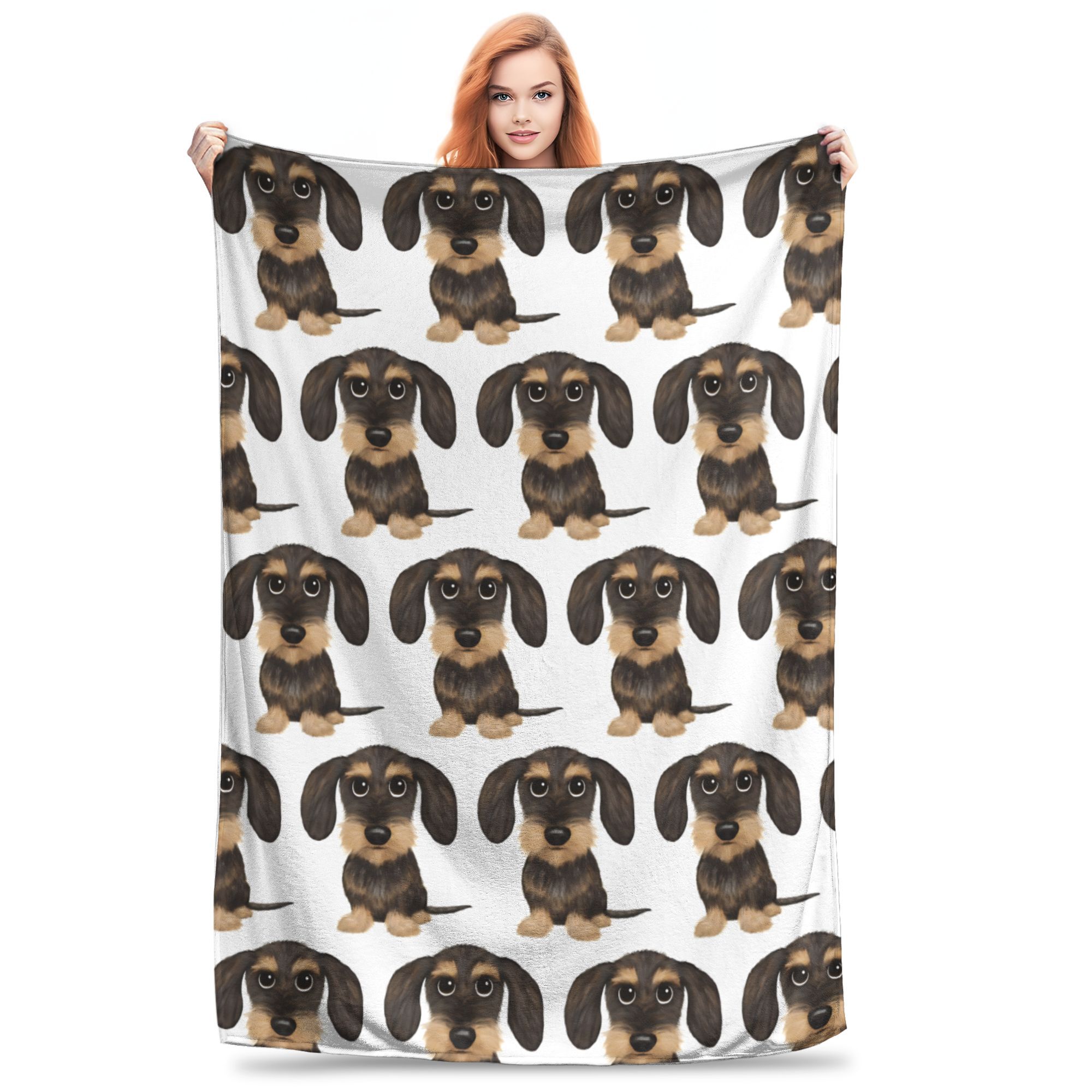 

Жесткошерстная такса Милая жесткошерстная такса Одеяло Мягкое плюшевое одеяло для дивана кресла Фланелевое покрывало Покрывало 30x40in