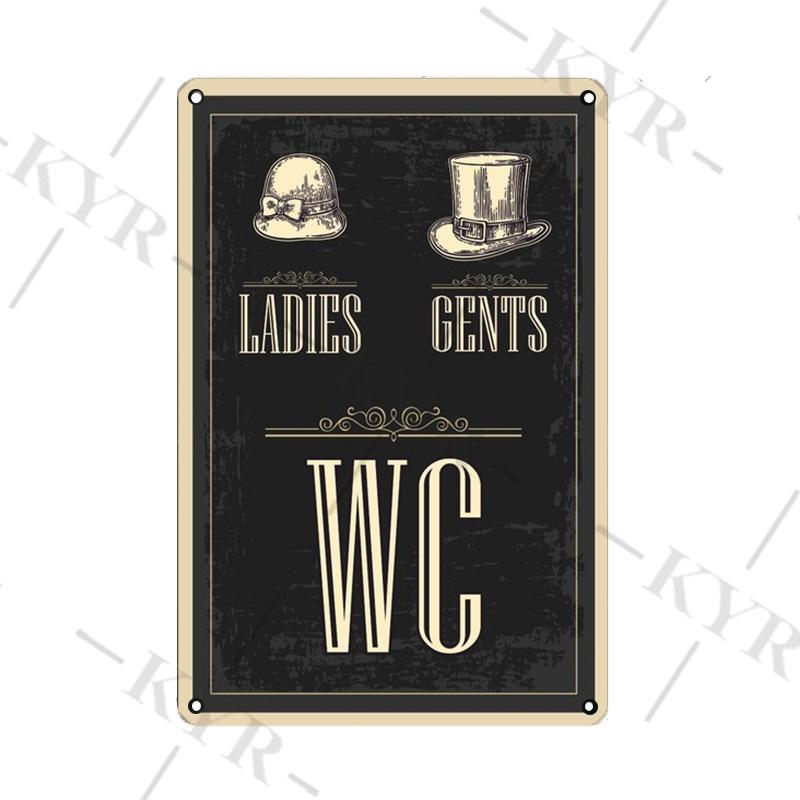 Toilet Wall Decoration Pub Vintage Metal Sign Home Funny Decor Toilet Tin Sign WC Lavatory Toilettes Wall Art Bathroom Restroom