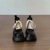 Black British Thick Heel Thick-soled Martin Boots Women's 2025 New Autumn Versatile Height-increasing and Thin Retro Short Boots