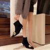 Women's Boots 2026 New Autumn and Winter Outfit Skirt Metal Buckle Pointed Thin Heel Temperament French Low Heeled Short Boots
