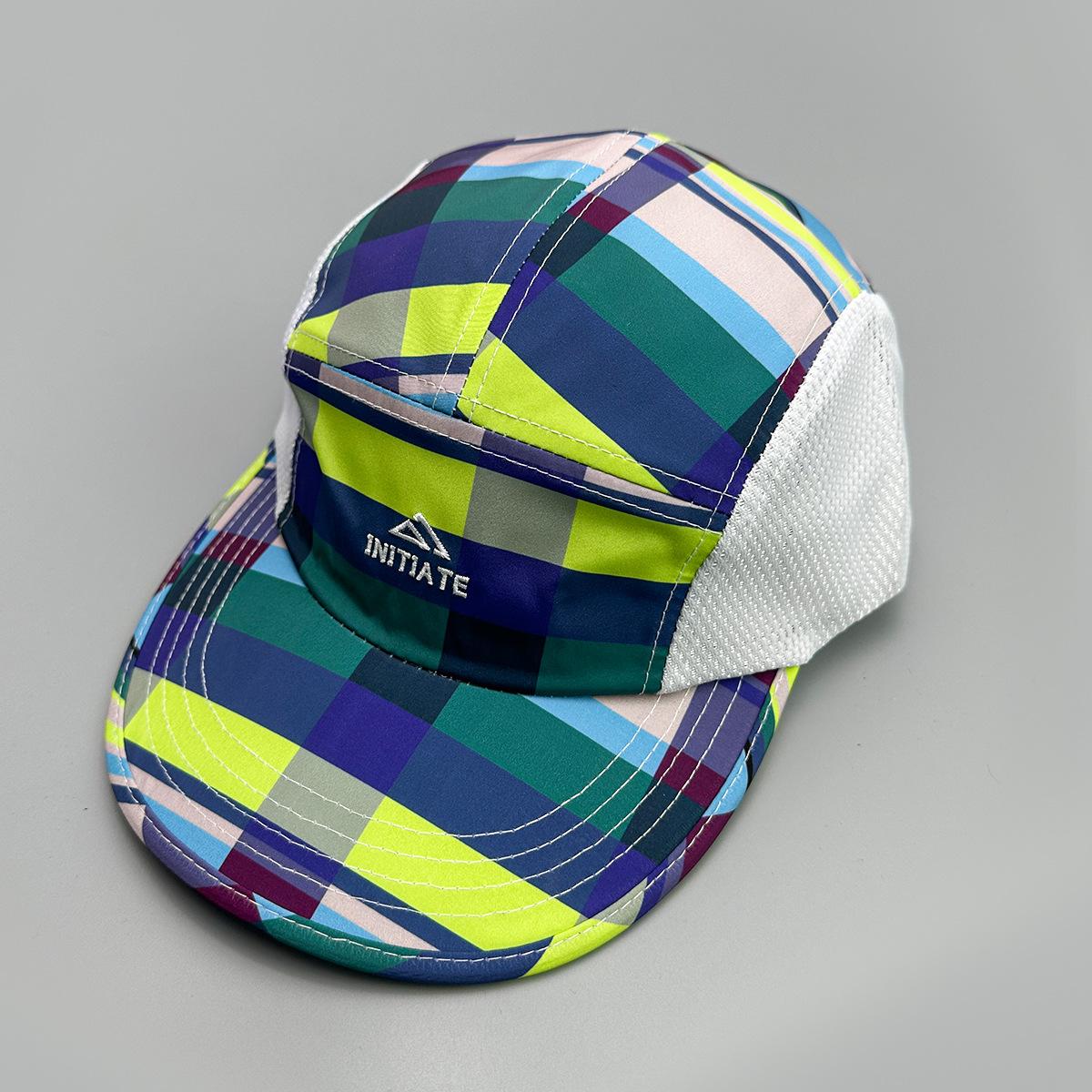 Plaid Embroidery Letter Quick-Drying Mesh Baseball Cap Men S And Women S Color Matching Sunshade Outdoor Cap 52-60cm